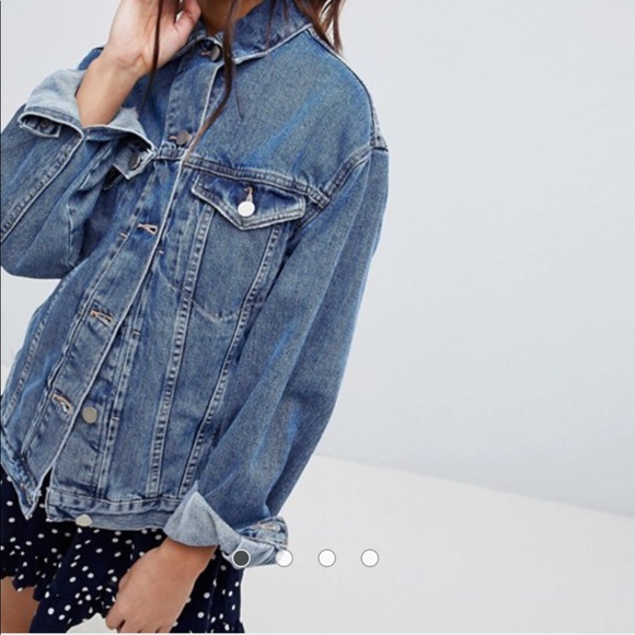 asos design denim girlfriend jacket in washed black